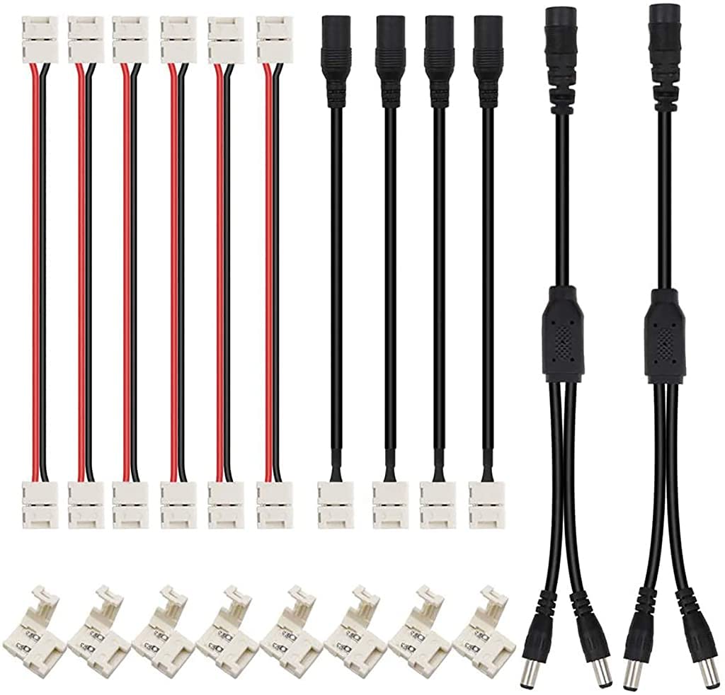 ZORBES LED Strip Connector,2 Pin 8mm LED Connector Kit Include Seamless Connector,6Jumper Connector,DC Female & Male Connector,DC Jack Splitter for 3528 and 5050 LED Strip ZORBES LED Strip Connector,2 Pin 8mm LED Connector Kit Include Seamless Connector,6Jumper Connector,DC Female & Male Connector,DC Jack Splitter for 3528 and 5050 LED Strip